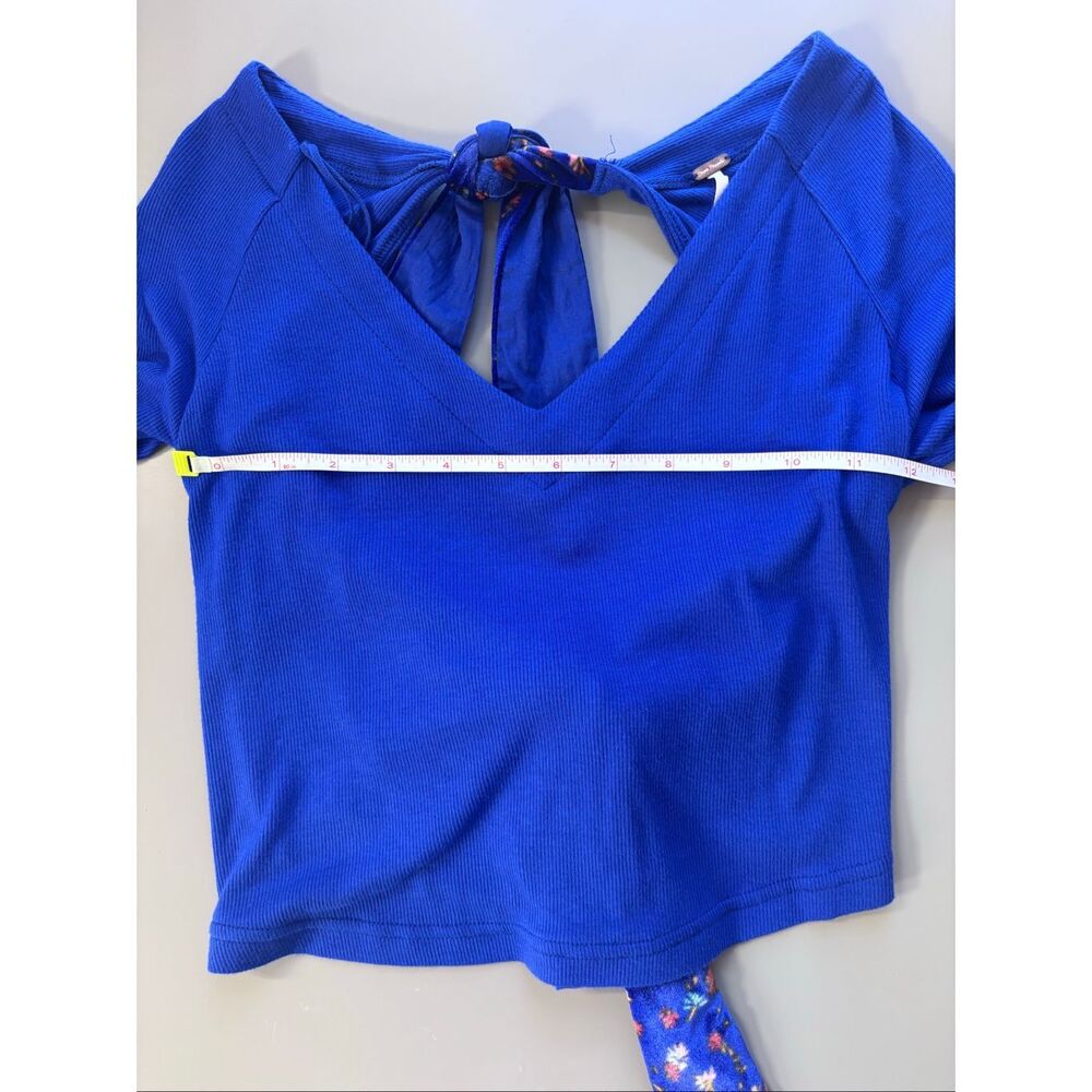 Free People Lookin Forward ribbed crop top open back Size small Blue Flame - Picture 9 of 13